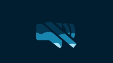White Speaker mute icon isolated on blue background. No sound icon. Volume Off symbol. 4K Video motion graphic animation.