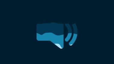 White Speaker volume - audio voice sound symbol, media music icon isolated on blue background. 4K Video motion graphic animation.