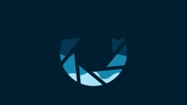 White Camera shutter icon isolated on blue background. 4K Video motion graphic animation.