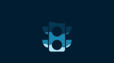 White Traffic light icon isolated on blue background. 4K Video motion graphic animation.