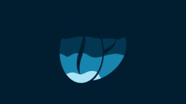 White Coffee beans icon isolated on blue background. 4K Video motion graphic animation.