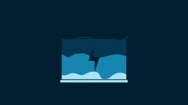 White Car battery icon isolated on blue background. Accumulator battery energy power and electricity. Lightning bolt. 4K Video motion graphic animation.