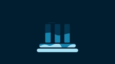 White Bank building icon isolated on blue background. 4K Video motion graphic animation.