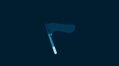 White Flag icon isolated on blue background. 4K Video motion graphic animation.