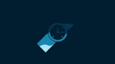 White Wrist watch icon isolated on blue background. Wristwatch icon. 4K Video motion graphic animation.