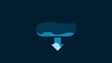 White Cloud download icon isolated on blue background. 4K Video motion graphic animation.