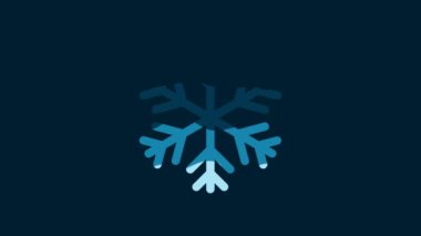 White Snowflake icon isolated on blue background. 4K Video motion graphic animation.