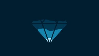 White Diamond icon isolated on blue background. Jewelry symbol. Gem stone. 4K Video motion graphic animation.