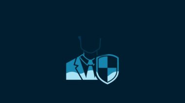 White User protection icon isolated on blue background. Secure user login, password protected, personal data protection, authentication. 4K Video motion graphic animation.