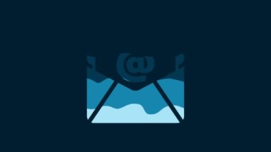 White Mail and e-mail icon isolated on blue background. Envelope symbol e-mail. Email message sign. 4K Video motion graphic animation.