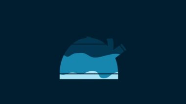 White Kettle with handle icon isolated on blue background. Teapot icon. 4K Video motion graphic animation.