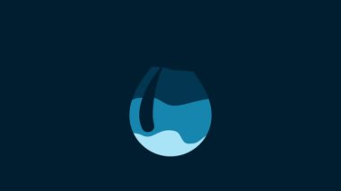 White Water drop icon isolated on blue background. 4K Video motion graphic animation.