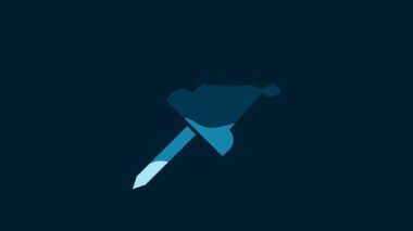 White Push pin icon isolated on blue background. Thumbtacks sign. 4K Video motion graphic animation.