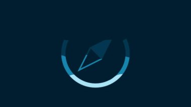 White Wind rose icon isolated on blue background. Compass icon for travel. Navigation design. 4K Video motion graphic animation.
