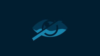 White Invisible or hide icon isolated on blue background. 4K Video motion graphic animation.