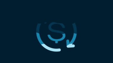 White Return of investment icon isolated on blue background. Money convert icon. Refund sign. Dollar converter concept. 4K Video motion graphic animation.