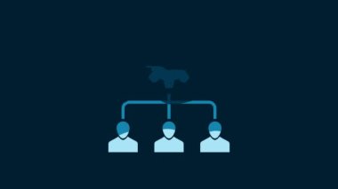 White Lead management icon isolated on blue background. 4K Video motion graphic animation.