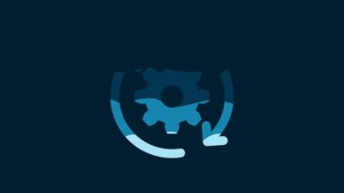 White Gear and arrows as workflow concept icon isolated on blue background. Gear reload sign. 4K Video motion graphic animation.