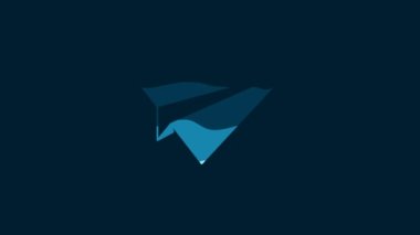 White Paper plane icon isolated on blue background. Paper airplane icon. Aircraft sign. 4K Video motion graphic animation.