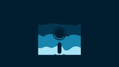 White Floppy disk in the 5.25-inch icon isolated on blue background. Floppy disk for computer data storage. Diskette sign. 4K Video motion graphic animation.