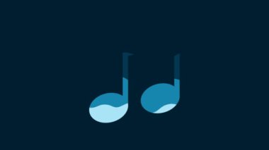 White Music note, tone icon isolated on blue background. 4K Video motion graphic animation.