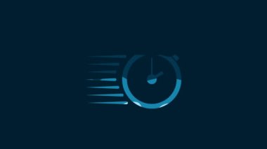 White Stopwatch icon isolated on blue background. Time timer sign. 4K Video motion graphic animation.