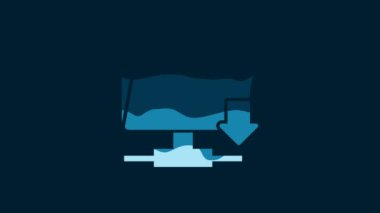 White FTP folder download icon isolated on blue background. Software update, transfer protocol, router, teamwork tool management, copy process. 4K Video motion graphic animation.