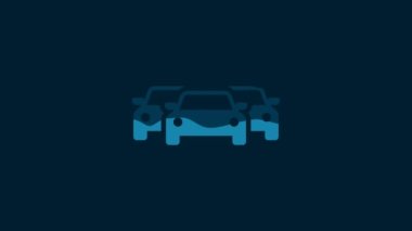 White Cars icon isolated on blue background. 4K Video motion graphic animation.