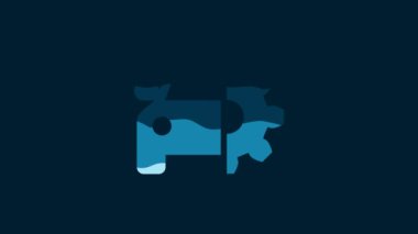 White Car service icon isolated on blue background. Auto mechanic service. Mechanic service. Repair service auto mechanic. Maintenance sign. 4K Video motion graphic animation.