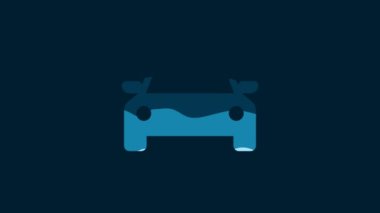 White Car icon isolated on blue background. 4K Video motion graphic animation.