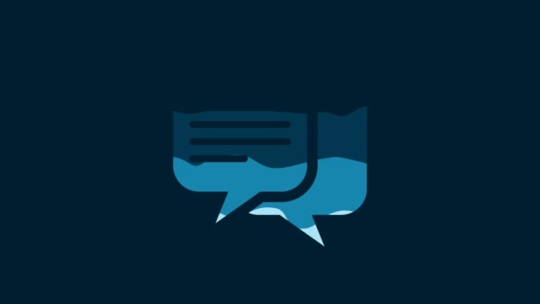 White Chat Icon Isolated Blue Background Speech Bubbles Symbol Video — Vídeo de stock