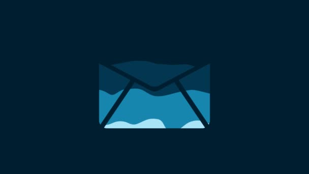 白色信封图标孤立在蓝色背景 电子邮件信件符号 4K视频运动图形动画 — 图库视频影像