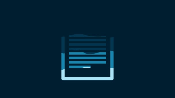 White Document Icon Isolated Blue Background File Icon Checklist Icon — Video Stock