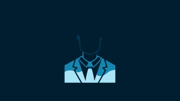 White User Man Business Suit Icon Isolated Blue Background Business — Stockvideo