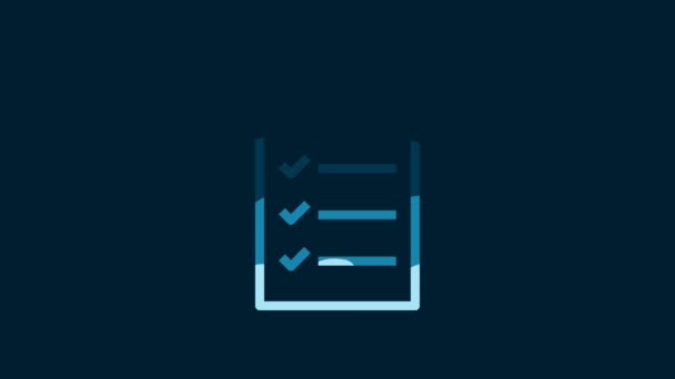 White Clipboard Checklist Icon Isolated Blue Background Video Motion Graphic — Stockvideo
