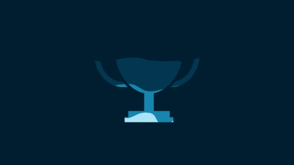 Ікона Білого Трофею Ізольована Синьому Фоні Символ Нагороди Ікона Чашки — стокове відео