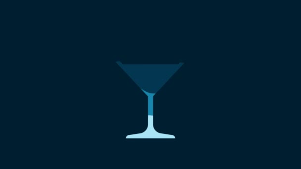White Martini Glass Icon Isolated Blue Background Cocktail Icon Wine — Stok video