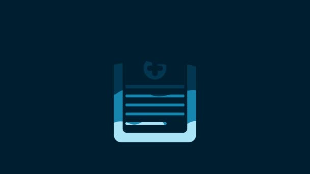 White Medical Clipboard Clinical Record Icon Isolated Blue Background Health — Wideo stockowe