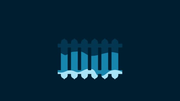 White Heating Radiator Icon Isolated Blue Background Video Motion Graphic — Wideo stockowe