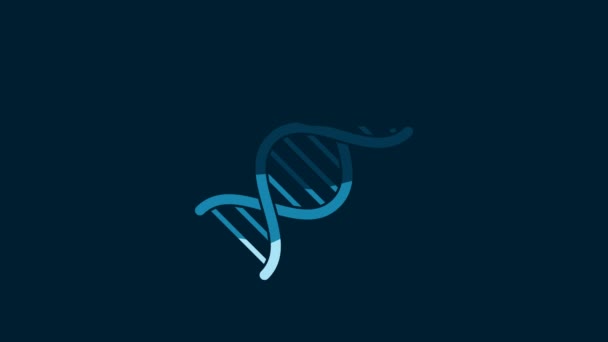 White Dna Symbol Icon Isolated Blue Background Video Motion Graphic — Wideo stockowe