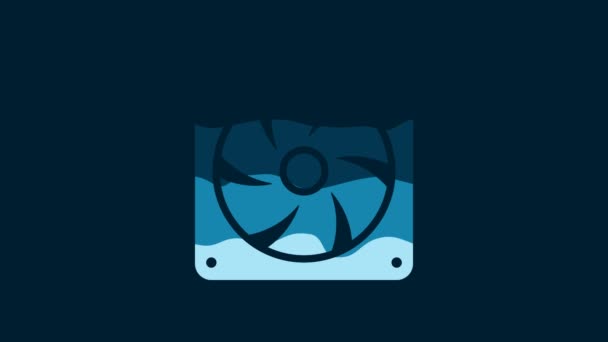 Піктограма Охолоджувача Білого Комп Ютера Ізольована Синьому Фоні Апаратний Вентилятор — стокове відео