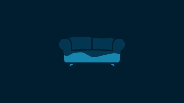 White Sofa Icon Isolated Blue Background Video Motion Graphic Animation — Stok video