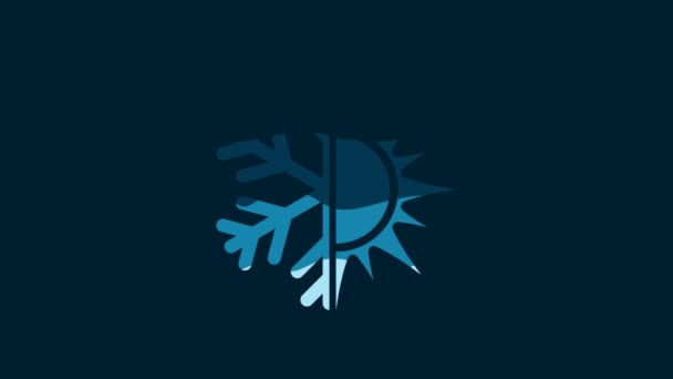 White Hot Cold Symbol Sun Snowflake Icon Isolated Blue Background — Vídeo de stock