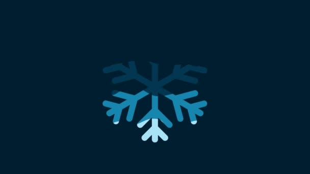White Snowflake Icon Isolated Blue Background Video Motion Graphic Animation — Stockvideo