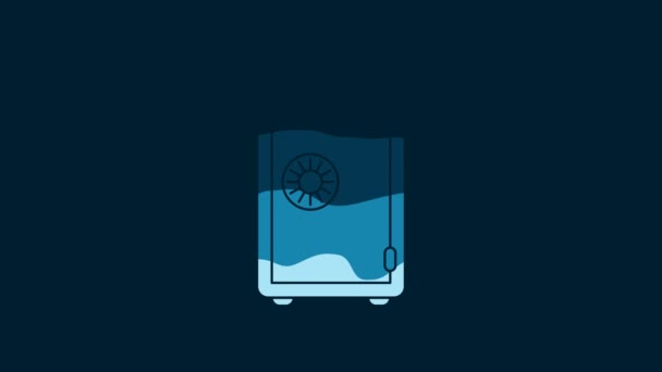 White Safe Icon Isolated Blue Background Door Safe Bank Vault — Stock video