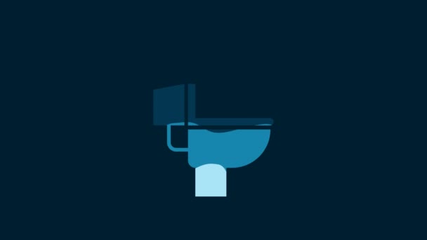 White Toilet Bowl Icon Isolated Blue Background Video Motion Graphic — Vídeos de Stock