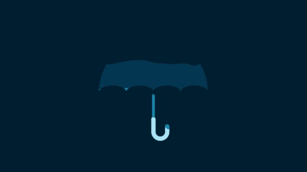 White Umbrella Icon Isolated Blue Background Video Motion Graphic Animation — Stock video