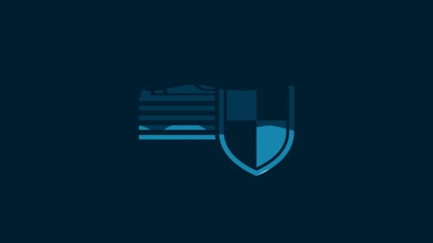 White Money Protection Icon Isolated Blue Background Financial Security Bank — Wideo stockowe