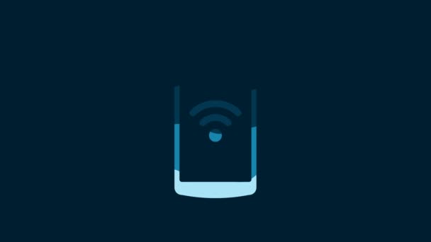 White Smartphone Free Wireless Connection Icon Isolated Blue Background Wireless — Stock Video