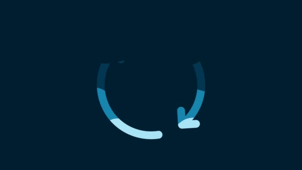 蓝色背景上孤立的白色刷新图标 重装符号 旋转箭头在圆形符号中 4K视频运动图形动画 — 图库视频影像